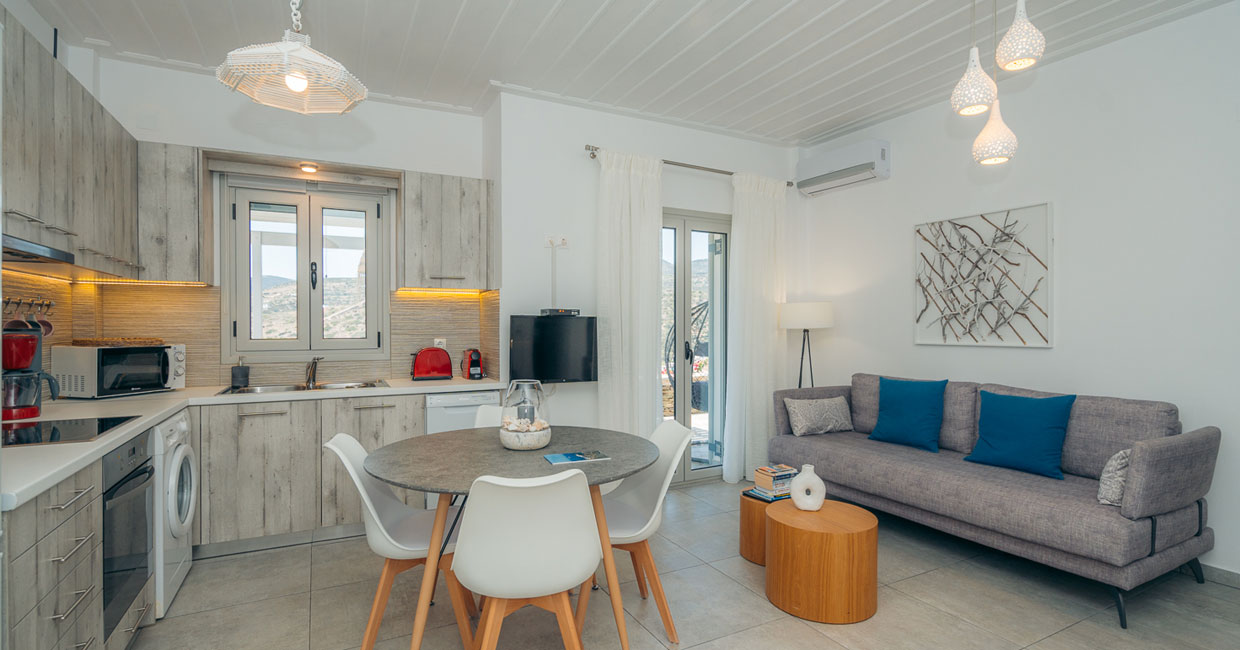 Το εσωτερικό του διαμερίσματος Λυδία στη Σίφνο